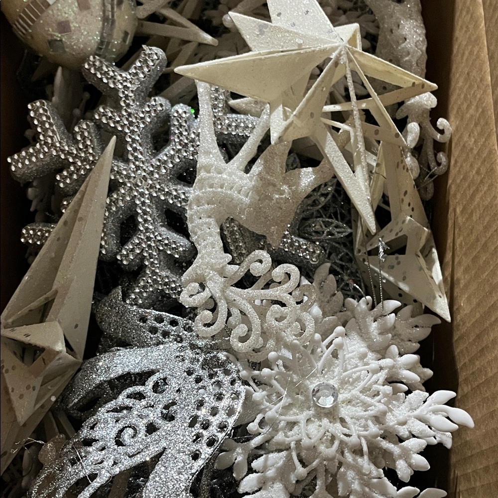 Elegant Silver and White Holiday Ornaments